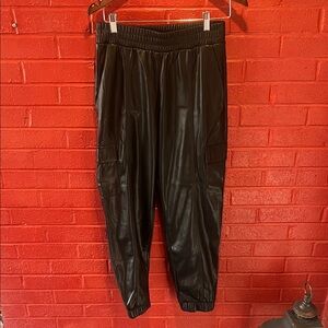 Women's Black faux leather Cargo Pants